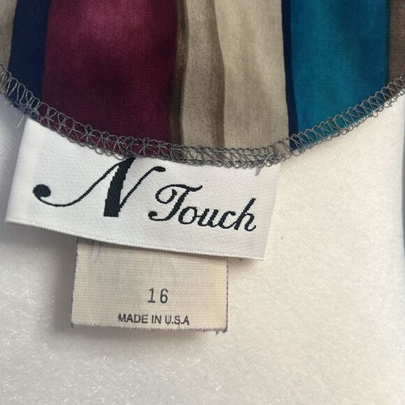 Women's N Touch Long Sleeve Vertical Striped Tunic Top ~ Size 16 - Picture 5 of 6